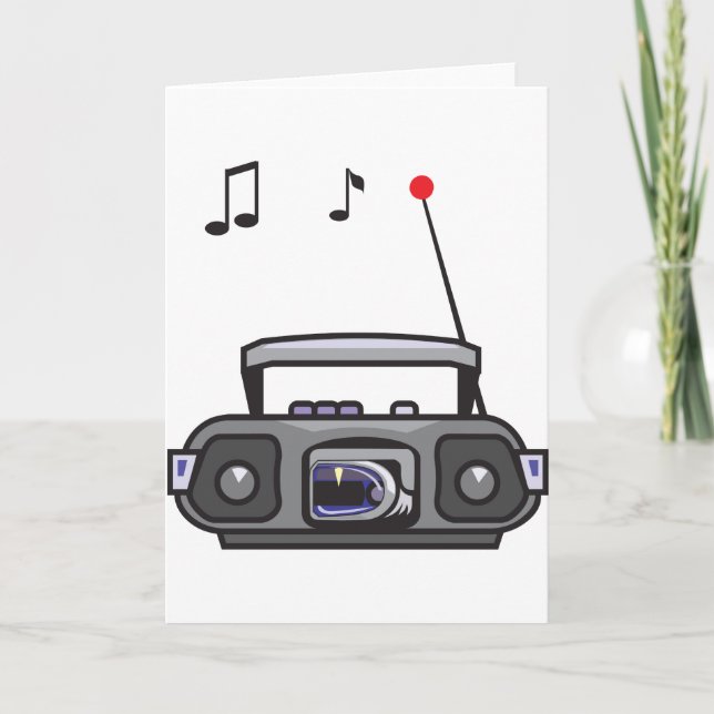 Radio Playing Music Greeting Cards (Front)