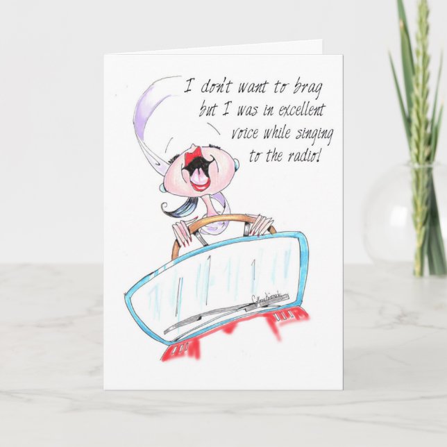 Radio Singiing Funny women birthday card, Funny Card (Front)
