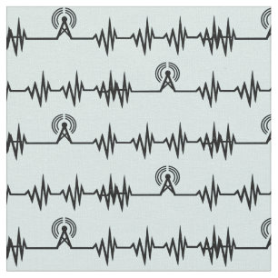 Radio Tower and Frequency Wave Lines Fabric
