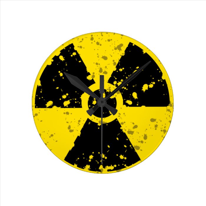 radioactive 4 RADIOACTIVE WARNING SYMBOL SIGN GRAP Wall Clock