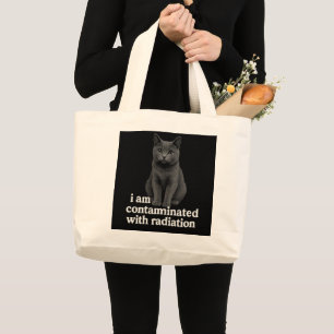 Radioactive Cat Nuclear Contamination Graphic   Large Tote Bag