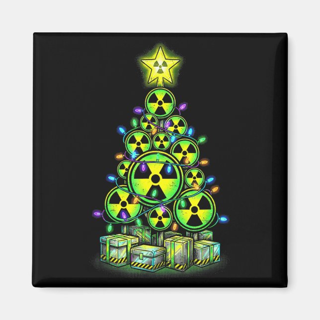 Radioactive Christmas Tree Graphic Nuclear Warning Magnet (Front)