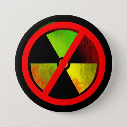 Radioactive Grunge No_Nukes Symbol Pinback Button