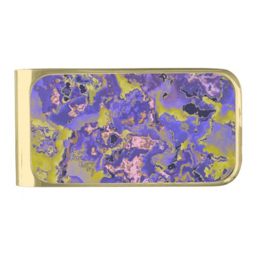 Radioactive Marble Gold Finish Money Clip