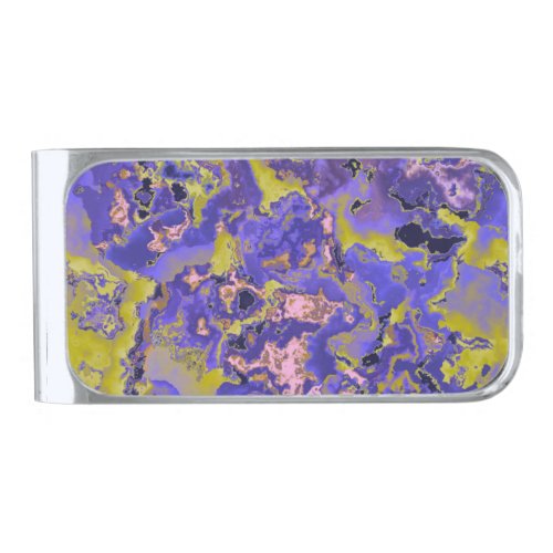 Radioactive Marble Silver Finish Money Clip