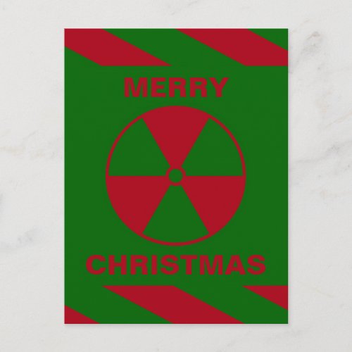 Radioactive Nuclear Merry Christmas Green and Red Holiday Postcard