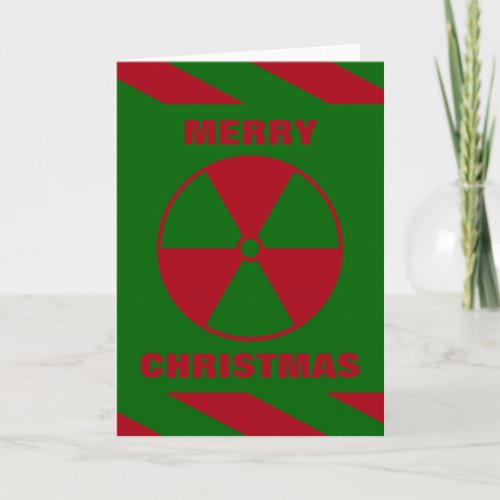 Radioactive Nuclear Merry Christmas Red and Green Holiday Card