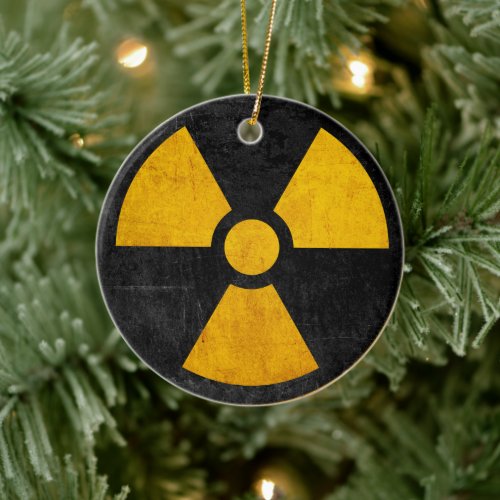 Radioactive Nuclear Reactor Yellow and Black Ceram Ceramic Ornament
