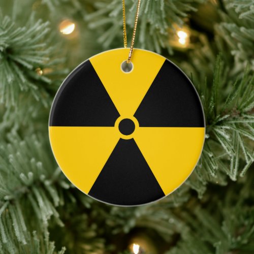 Radioactive Nuclear Reactor Yellow and Black Ceramic Ornament