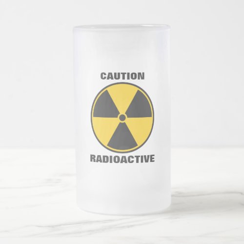 Radioactive Nuclear Reactor Yellow and Black Frosted Glass Beer Mug