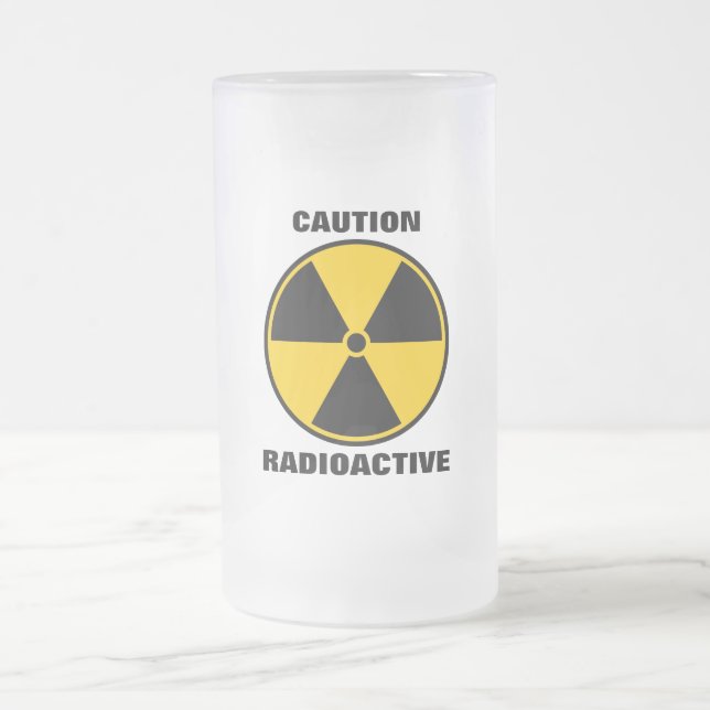 Radioactive Nuclear Reactor Yellow and Black Frosted Glass Beer Mug (Center)
