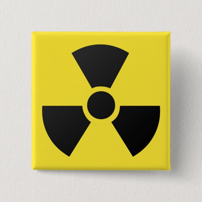 Radioactive radiation nuclear atomic symbol button (Front)
