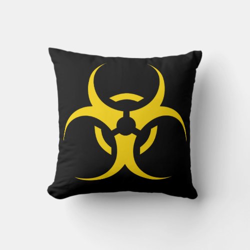 Radioactive Toxic Biohazard Symbol Throw Pillow