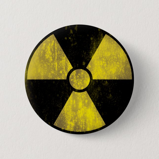 Radioactive Warning Sign | Cool Grunge Button (Front)