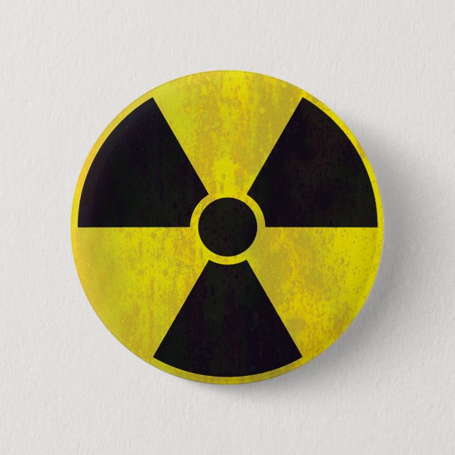 Radioactive Warning Sign | Cool Grunge Pinback Button (Front)