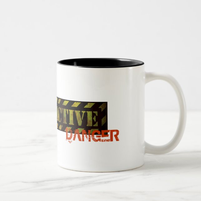 Radioactive Warning Sign | Cool Grunge Two-Tone Coffee Mug (Right)