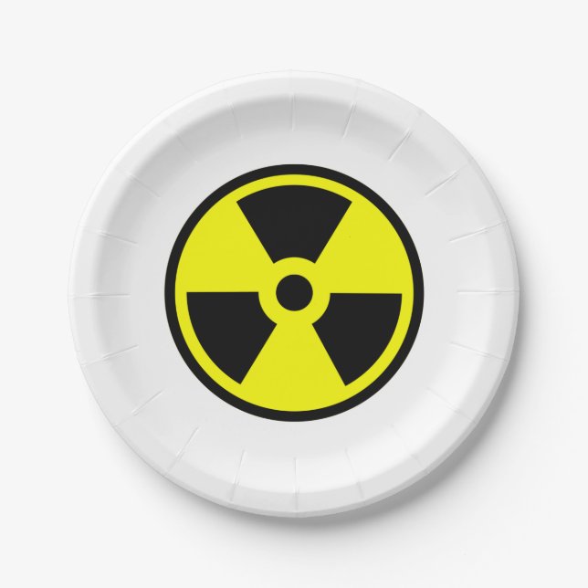 Radioactive Yellow And Black Symbol Paper Plates (Front)
