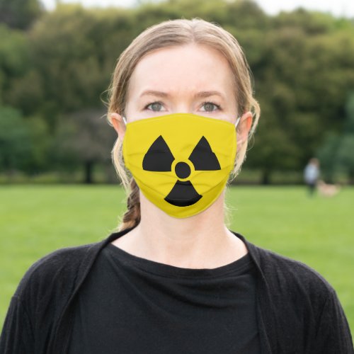 Radioactivity warning symbol adult cloth face mask
