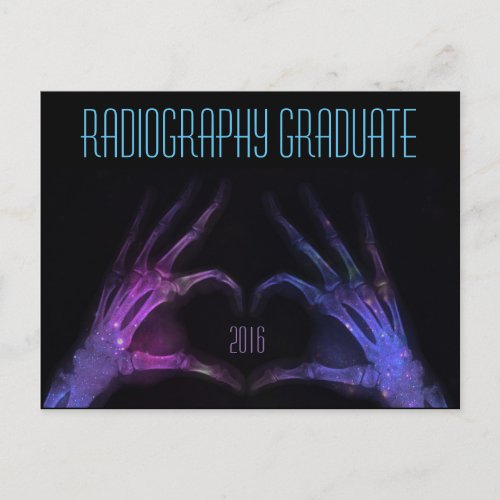Radiography Graduate purple xray heart Invitation Postcard
