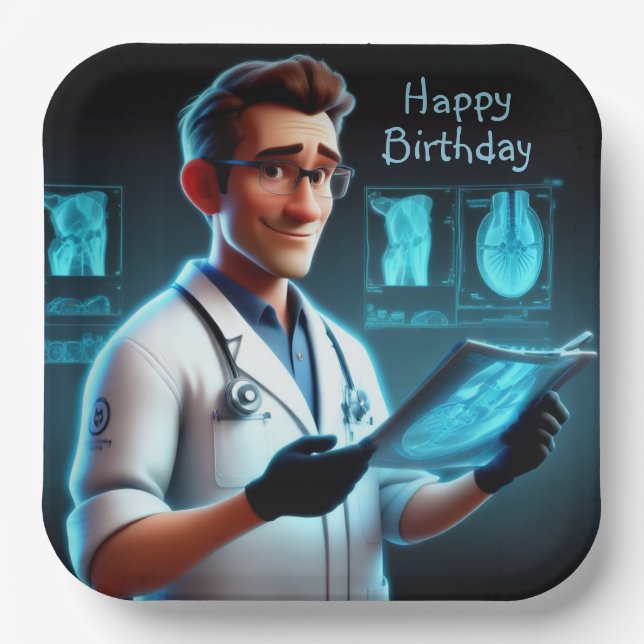 Radiologist Birthday Paper Plates (Front)