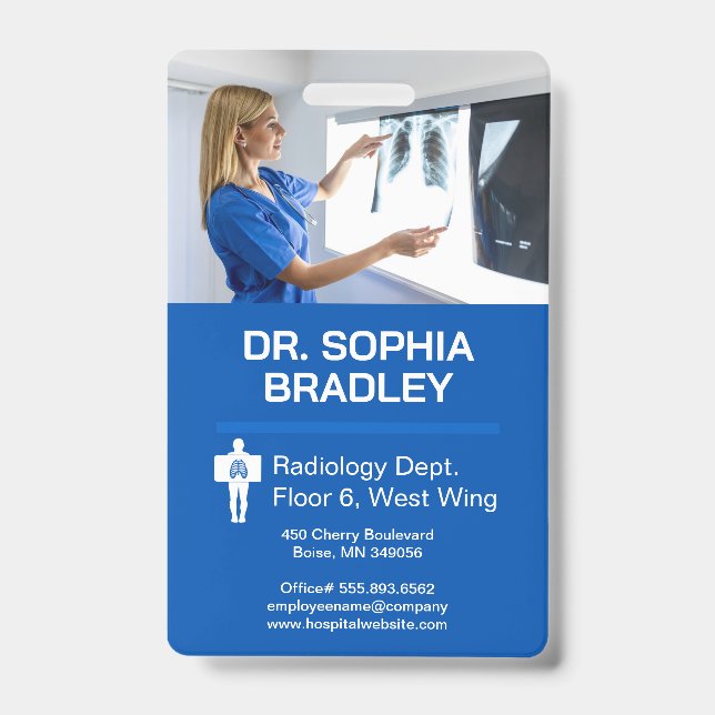 Radiologist Examining Patient X-ray Badge (Front)