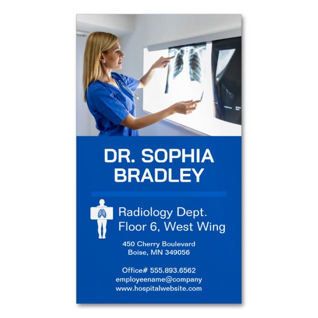 Radiologist Examining Patient X-ray Business Card Magnet (Front Vertical)