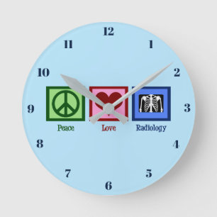Radiologist Peace Love Radiology X-Ray Lab Tech Round Clock