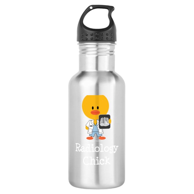 Radiology Chick Stainless Steel Water Bottle (Front)