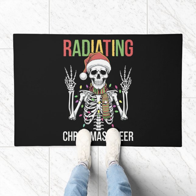Radiology Christmas Santa Skeleton Xray Technician Doormat (Indoor)