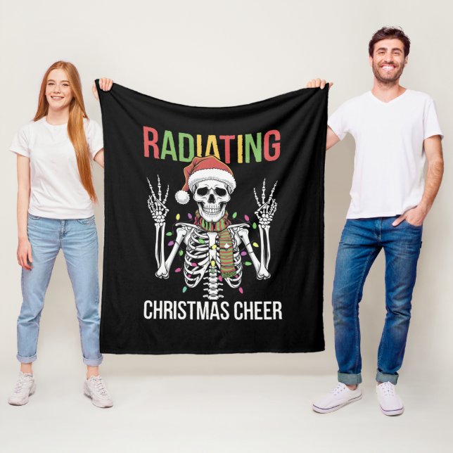 Radiology Christmas Santa Skeleton Xray Technician Fleece Blanket (In Situ)