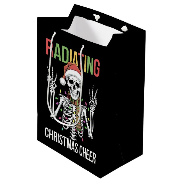 Radiology Christmas Santa Skeleton Xray Technician Medium Gift Bag (Front Angled)