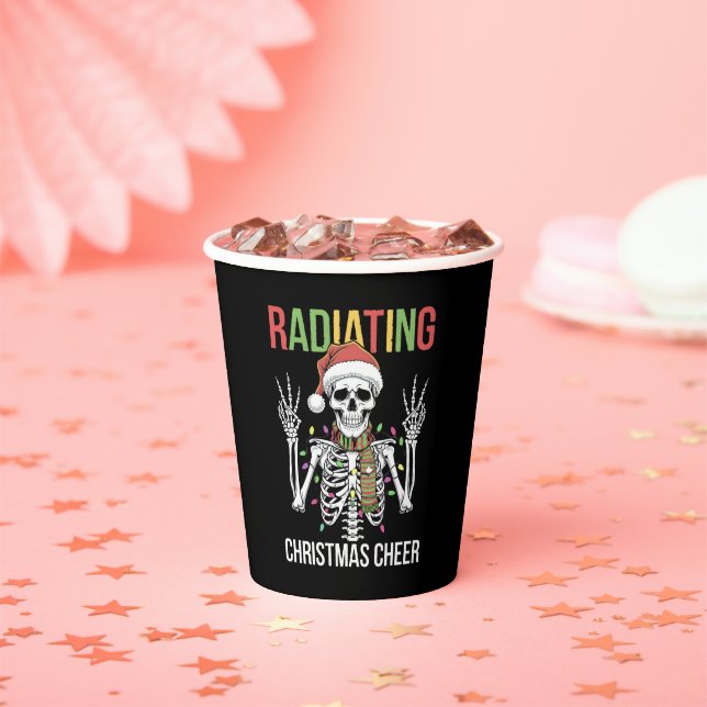 Radiology Christmas Santa Skeleton Xray Technician Paper Cups (Insitu)
