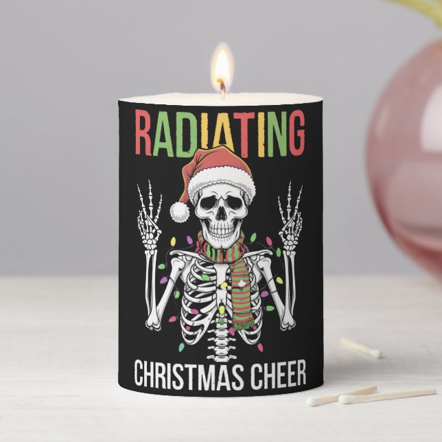 Radiology Christmas Santa Skeleton Xray Technician Pillar Candle (In Situ)