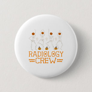 Radiology Crew Dancing Skeleton Pumpkin Fun Hallow Button