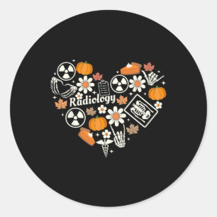 Radiology Fall Heart Xray Tech Autumn Pumpkin Than Classic Round Sticker