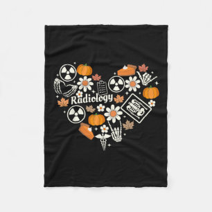 Radiology Fall Heart Xray Tech Autumn Pumpkin Than Fleece Blanket