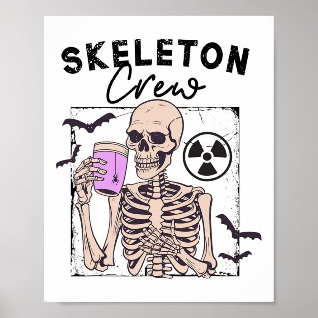Radiology Halloween Xray Tech Skeleton Coffee Crew Poster (Front)