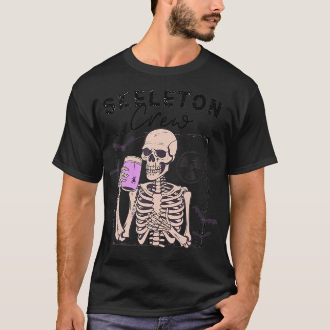 Radiology Halloween Xray Tech Skeleton Coffee Crew T-Shirt (Front)