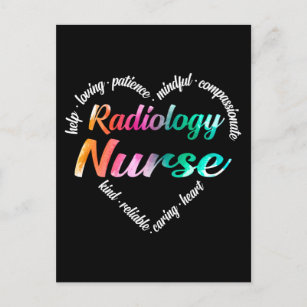 Radiology Nurse Heart Word Cloud Watercolor Holiday Postcard