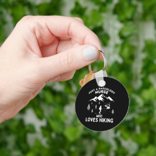 Radiology Nurse Loves Hiking Nurse Keychain