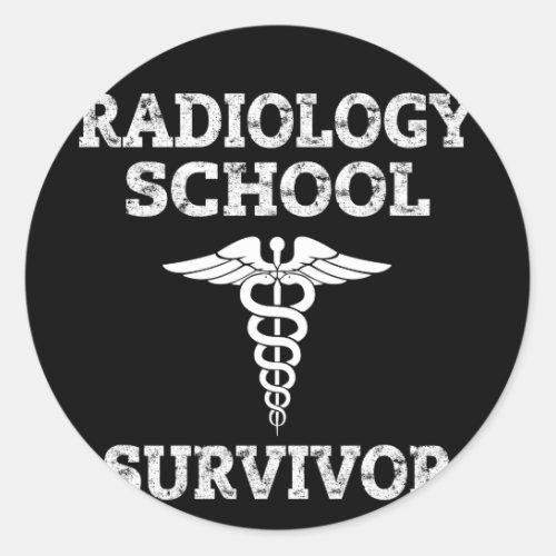 Radiology School Survivor Caduceus Classic Round Sticker
