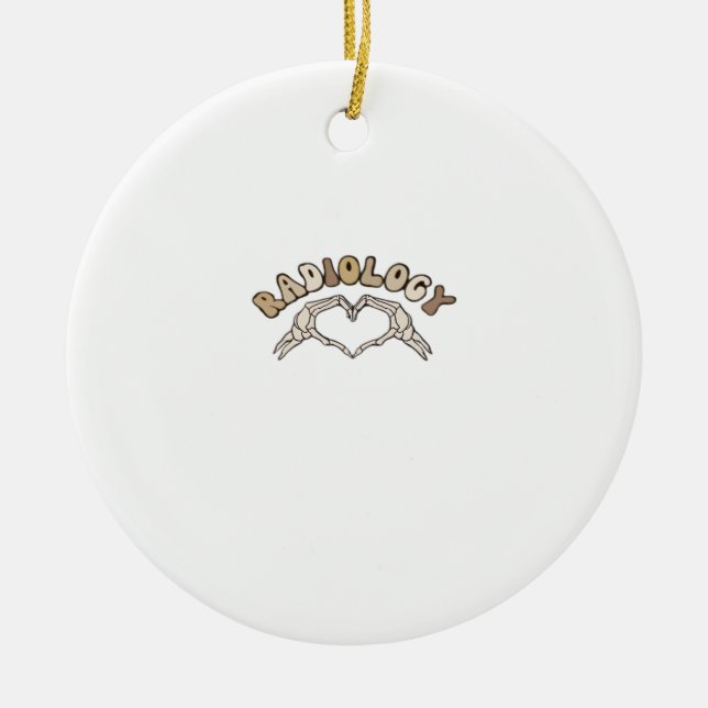 Radiology Skeleton Heart Hands Classic Style Ceramic Ornament (Front)