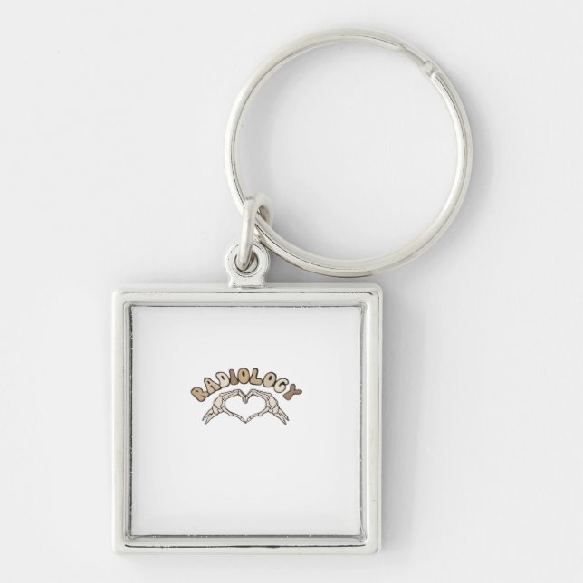 Radiology Skeleton Heart Hands Classic Style Keychain (Front)