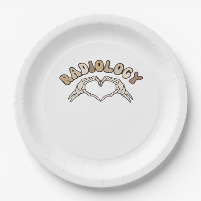Radiology Skeleton Heart Hands Classic Style Paper Plates (Front)
