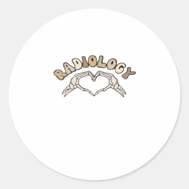 Radiology Skeleton Heart Hands Classic Style Round Sticker (Front)