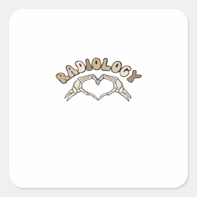 Radiology Skeleton Heart Hands Classic Style Square Sticker (Front)