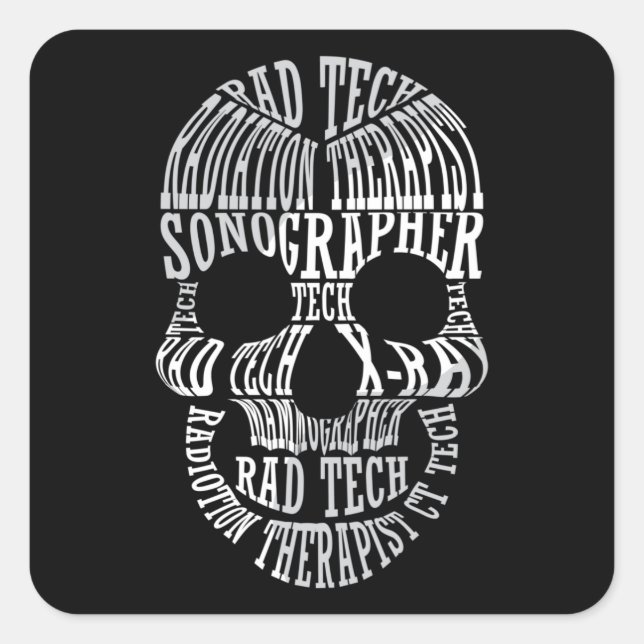 Radiology Tech Rad Tech Skull Technologist Xray Square Sticker (Front)