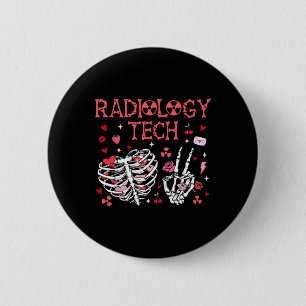 Radiology Tech Rib Cage Skeleton Hand Valentine X- Button
