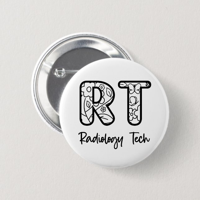 Radiology Tech RT Rad Technician X-ray Tech Gift  Button (Front & Back)