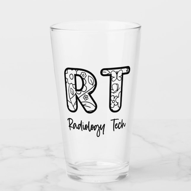 Radiology Tech RT Rad Technician X-ray Tech Gifts Glass (Front)